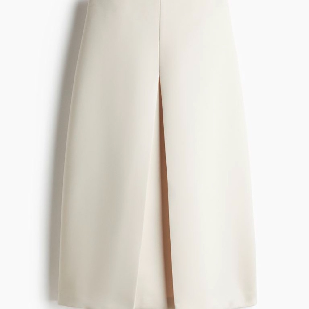 H&M Cream Pencil Midi Skirt with Slit for Work